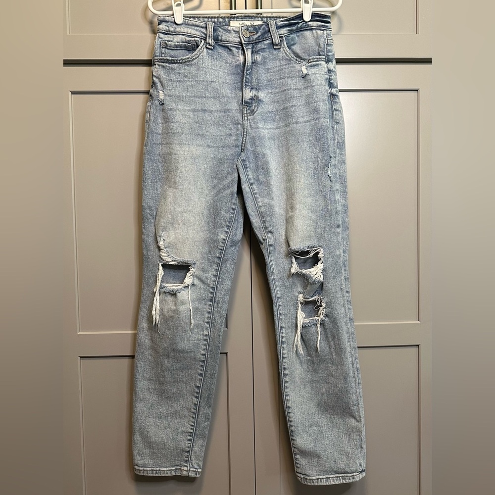 Willow & Root Distressed/Ripped Straight Leg Mom Jean